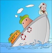 Ship Sinking with Captain, illustration